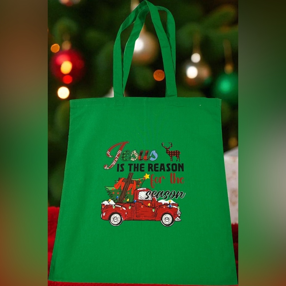 Christmas Tote Bag Green Christmas Bag Tote Bag